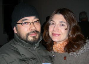 Hiro Sakaguchi and Anne Camfield at film screening