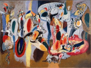 Arshile Gorky, The Liver is the Cock’s Comb, c. 1943. Oil on canvas 73 ¼ x 98 in. Collection Albright-Knox Art Gallery, Buffalo, New York, Gift of Seymour H. Knox, 1956.