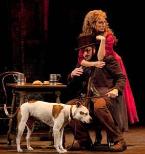 Buddy the Dog, Anthony Lawton, and Janine Di Vita in Oliver!, Walnut Street Theatre; photo by Mark Garvin