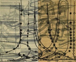 Sarah Amos, WIDE NUMBERS- 2009, ETCHING AND HAND DRAWING 198X203 CM