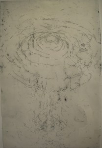 Alexis Granwell, Diagram for Tunnel I, 41x29", etching on waxed mulberry paper, 2008