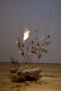 Bill Smith Decline of the eastern songbird (Fuel injected flowers with vocal cords), 2008 Mixed-media 48” x 24” Courtesy of the Artist Photo: Will Brown