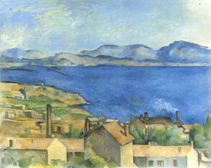 Paul Cézanne, (French, 1839 – 1906), The Bay of Marseille, Seen from L’Estaque, c. 1885. Oil on canvas, 31 5/8 x 39 5/8 inches. The Art Institute of Chicago; Mr. and Mrs. Martin A. Ryerson Collection, 1933. 
