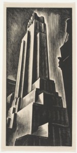 Howard Norton Cook (American, 1901-1980), Skyscraper, 1929. Woodcut, image: 17 15/16 x 8 5/8 inches; sheet: 19 1/16 x 9 3/4 inches. Philadelphia Museum of Art: Gift of Carl Zigrosser, 1960.