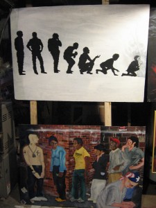 Amir Lyles, De-Evolution (top) and On Line, which is from a memory of drug addicts in Harlem