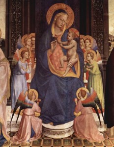 Fra Angelico. Early religious paintings often repeated motifs like halos and body stances to achieve visual harmony