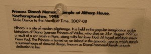 John Goto, text for Princess Diana Temple at Althorp House