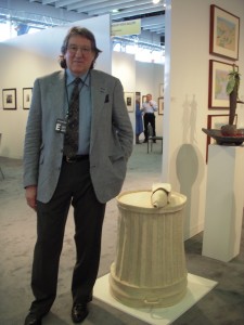 John Ollman with a new Tristin Lowe felt sculpture.