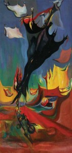 Leon Kelly "Gigantic Umbrella" (1940), oil on canvas, 51 x 24 7/8