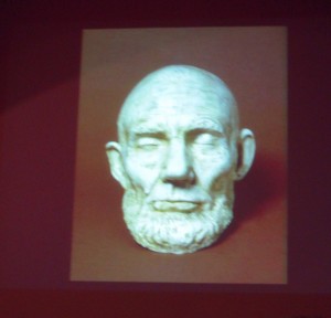Abraham Lincoln, life mask, shown by Alexander Nemerov at his lecture on Lincoln at PAFA.