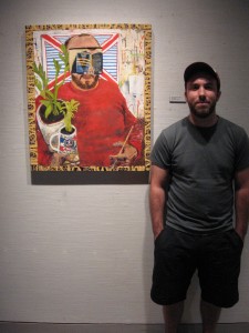 Dustin Metz and his Self Seeing Portrait, one of several works with literal quotes from art historical sources.