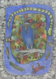 Partha Roy, untitled 2008, Pastel and ink on paper, 27" x 19" 