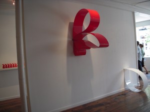Piper Brett, Red Prepositions (49x12x27", red plexi, steel, wall. 2007 White Preposition 49x12x27", plexi, steel, wall. 2007