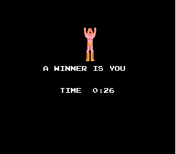 "A Winner is You" a congratulatory message from the creators of Pro Wrestling (NES system, 1986)