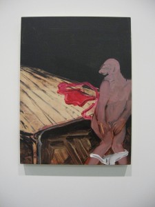 Tala Madani, Panties, 2008, oil on wood, 15.75 inches high 
