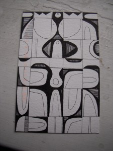 Thomas Hillman, mail art. ink on watercolor paper. very nice drawing by the self-taught artist and Phantom Gallery member