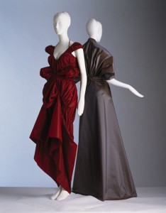Isabel Toledo (l.) ‘Hermaphrodite’ Dress. c. 2005, (r.) ‘Cocoon Sleeve’ Gown , 1998 Photo by William Palmer.