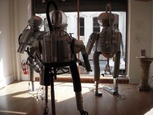 Dino Vazquez's robots seen from the inside during the day at Sun King Gallery