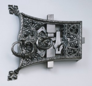 Samuel Yellin, American (b. Poland), 1885-1940, Lock, key and handle, 1911. wrought iron. Wrought & Crafted: Jewelry and Metalwork 1900-present.