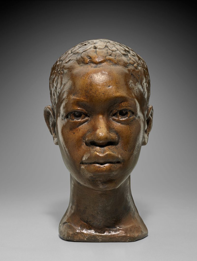 Augusta Savage (1892–1962), Portrait Head of John Henry, c. 1940. Patinated plaster, 6 5/8 x 3½ x 4¾ in. Museum of Fine Arts, Boston. The John Axelrod Collection—Frank B. Bemis Fund, Charles H. Bayley Fund, and The Heritage Fund for a Diverse Collection, 2011.1813