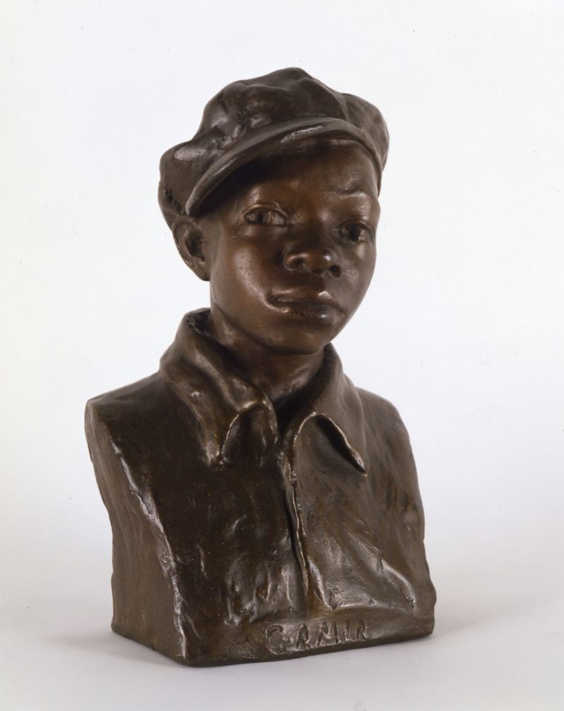 Augusta Savage (1892–1962), Gamin, c. 1930 Painted plaster, 91⁄4 x 6 x 4 in. Cummer Museum of Art & Gardens, Jacksonville, Florida, Purchased with funds from the Morton R. Hirschberg Bequest, AP.2013.1.1. Public domain in practice